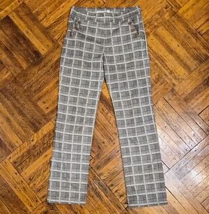 Betabrand DPYP Six Button Plaid Straight-Leg Pants Medium